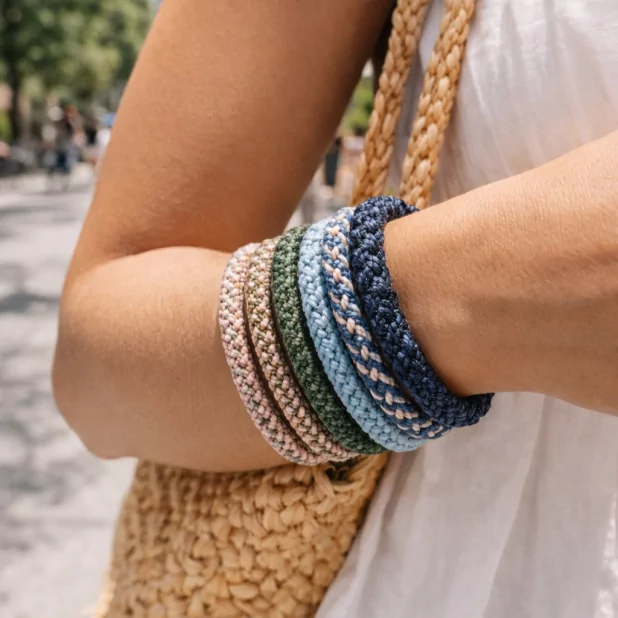 Bracelet Élastique Tressé 2-en-1 Bracelet & Chouchou Cheveux