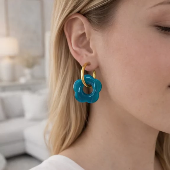 Grandes créoles Mahju fleur...