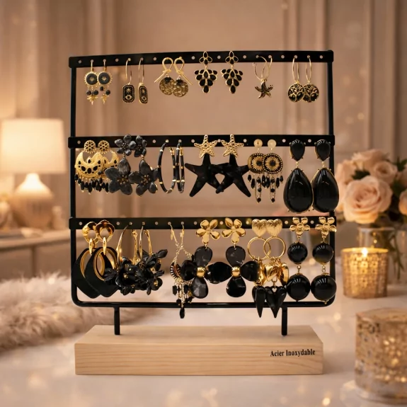copy of Pack de 18 boucles d'oreilles acier - noir