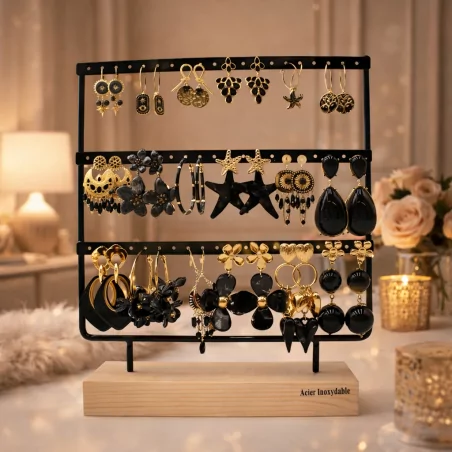 copy of Pack de 18 boucles d'oreilles acier - noir