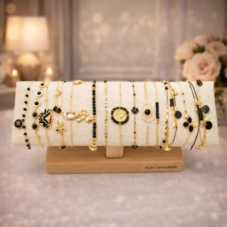 Pack de 12 bracelets acier - NOIR