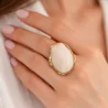 Grande bague cabochon – Acier inoxydable doré