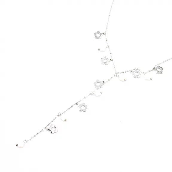 Collier sautoir fleurs et résine colorée