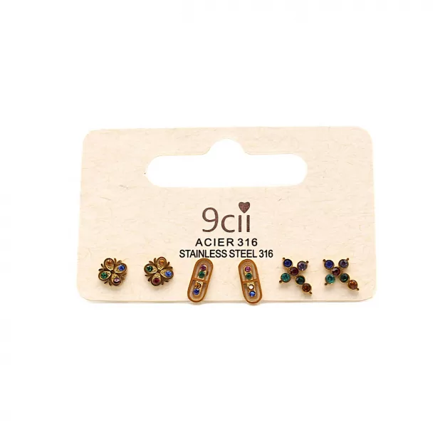 Pack de mini boucles d’oreilles croix acier inoxydable