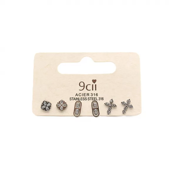 Pack de mini boucles d’oreilles croix acier inoxydable