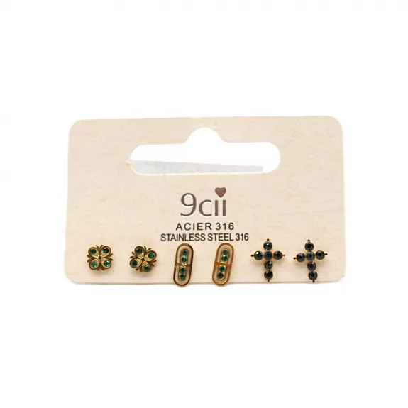 Pack de mini boucles d’oreilles croix acier inoxydable