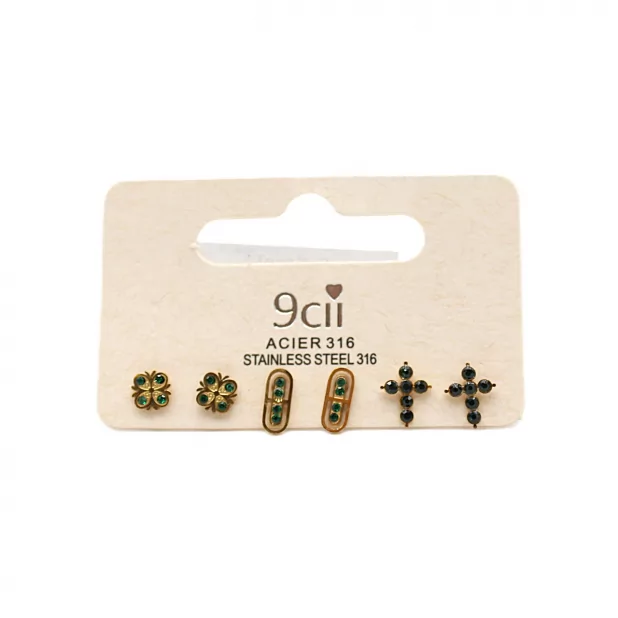 Pack de mini boucles d’oreilles croix acier inoxydable