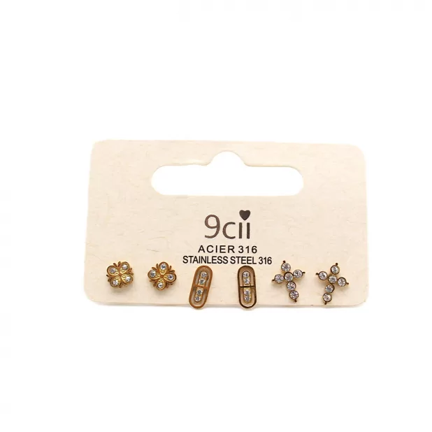 Pack de mini boucles d’oreilles croix acier inoxydable