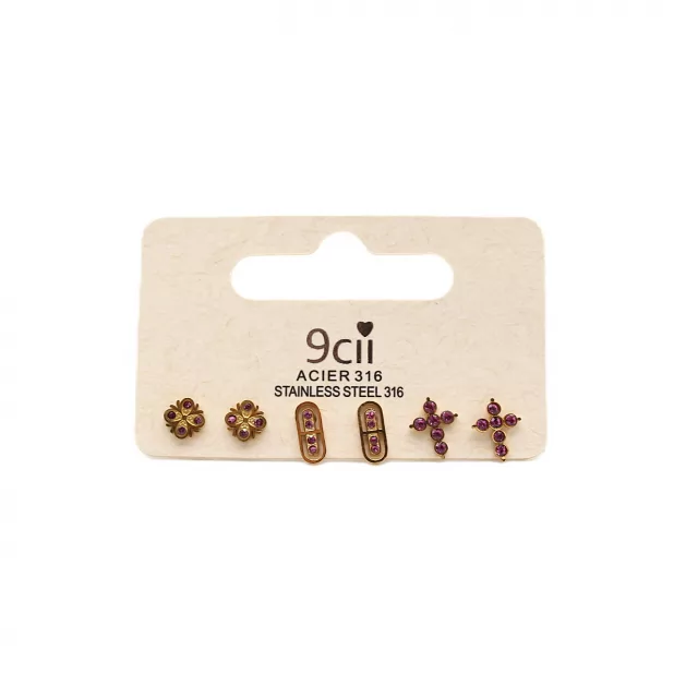 Pack de mini boucles d’oreilles croix acier inoxydable