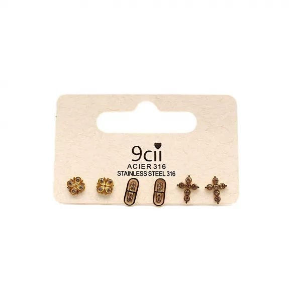Pack de mini boucles d’oreilles croix acier inoxydable