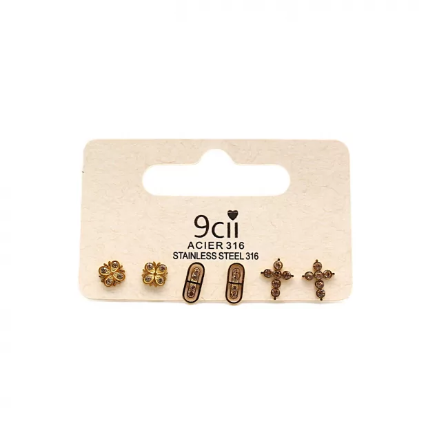 Pack de mini boucles d’oreilles croix acier inoxydable