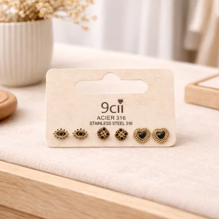Pack de mini boucles d’oreilles cœur