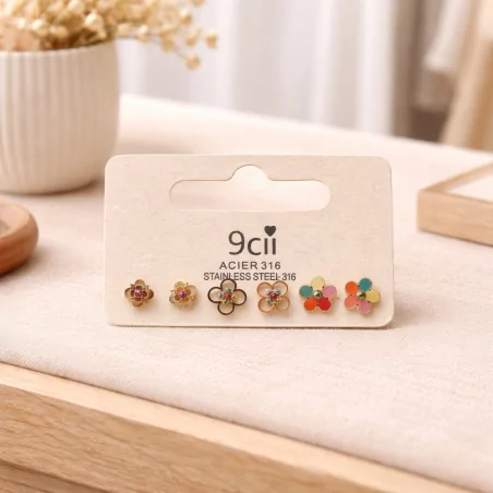 Pack de mini boucles d’oreilles fleurs