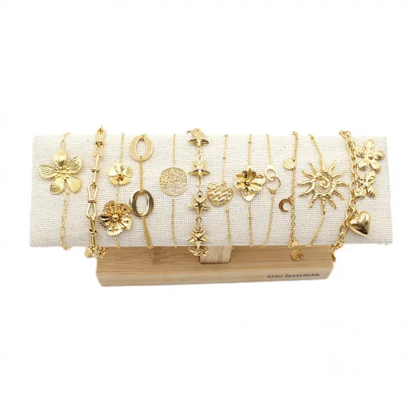 copy of Pack de 12 bracelets acier - argenté noir