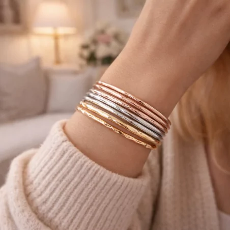 Bracelets multi joncs dorés argentés rose – Bijoux fantaisie