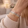 Bracelets multi joncs dorés argentés rose – Bijoux fantaisie