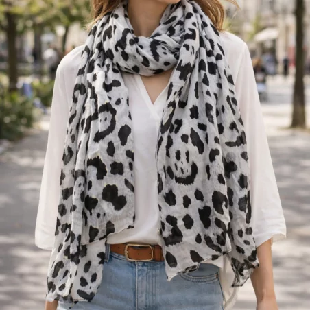 Écharpe léopard avec lurex doré