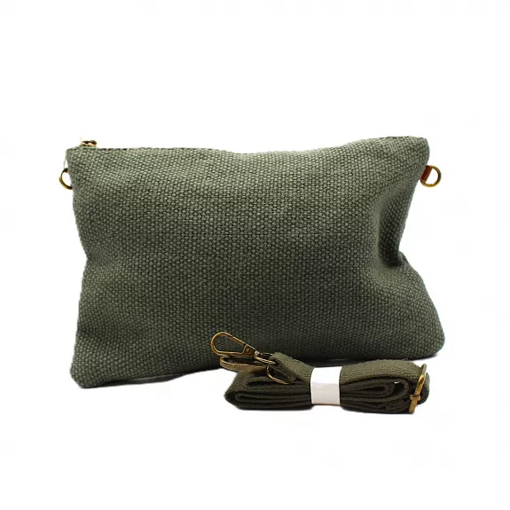Pochette en toile de jute avec bandoulière
