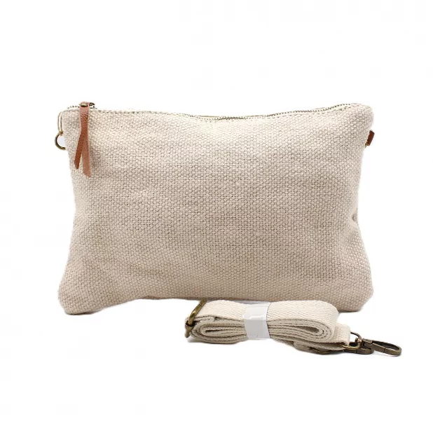 Pochette en toile de jute avec bandoulière