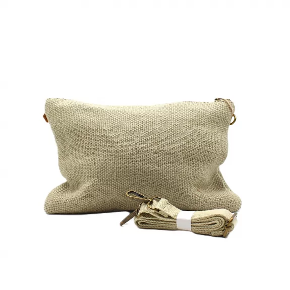 Pochette en toile de jute avec bandoulière