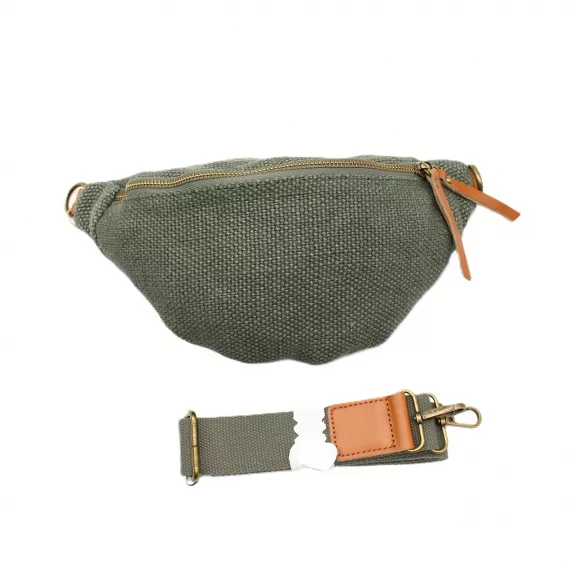 Sac banane en toile de jute & cuir