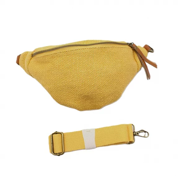 Sac banane en toile de jute & cuir