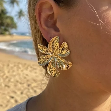 Boucles d’oreilles fleur en acier inoxydable