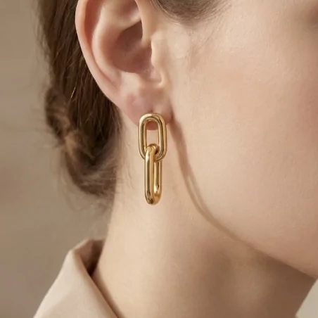 Boucles d’oreilles maillons en acier inoxydable