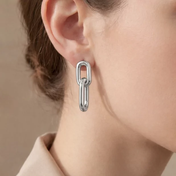 Boucles d’oreilles maillons en acier inoxydable