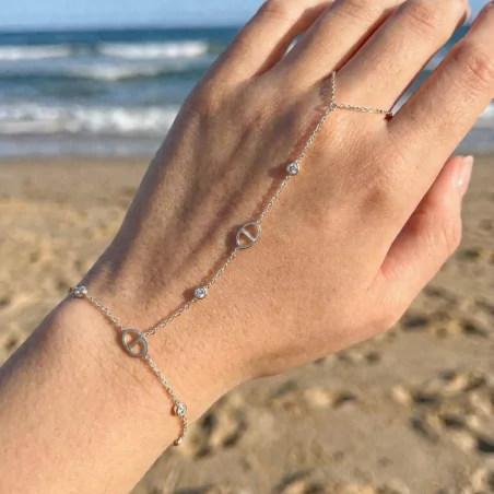 Bijoux de main en acier inoxydable avec strass