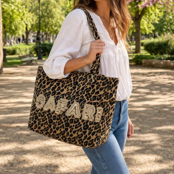 Sac cabas motif léopard SAFARI