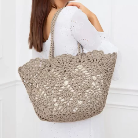 Panier bohème en crochet avec pochon intérieur