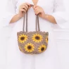 Petit panier crochet à motifs fleurs et pochon