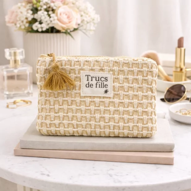 Pochette tressée “Trucs de fille” – Accessoire mode tendance