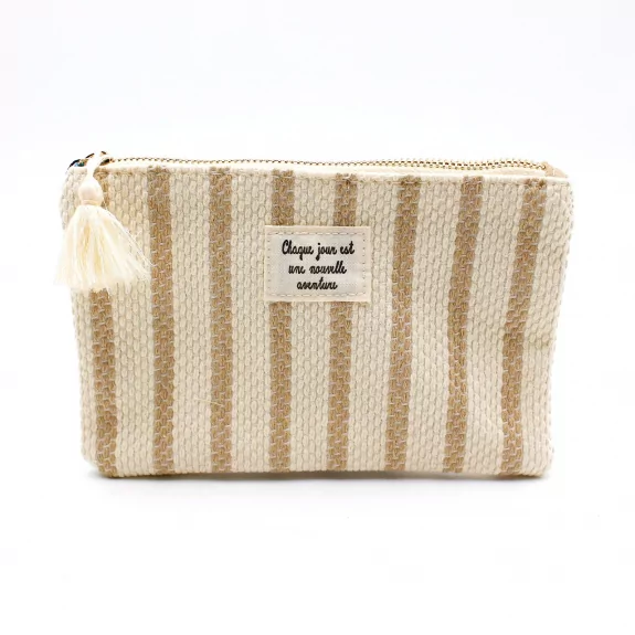 Pochette rayée avec message – Accessoire mode tendance