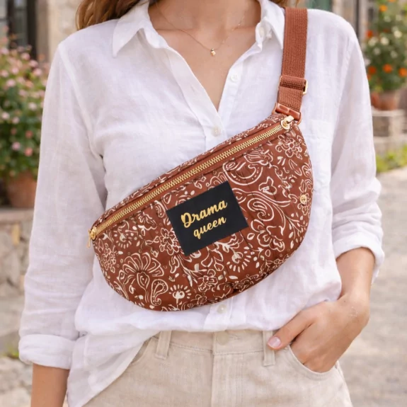 Sac banane matelassé 100 % coton motif bandana tribal