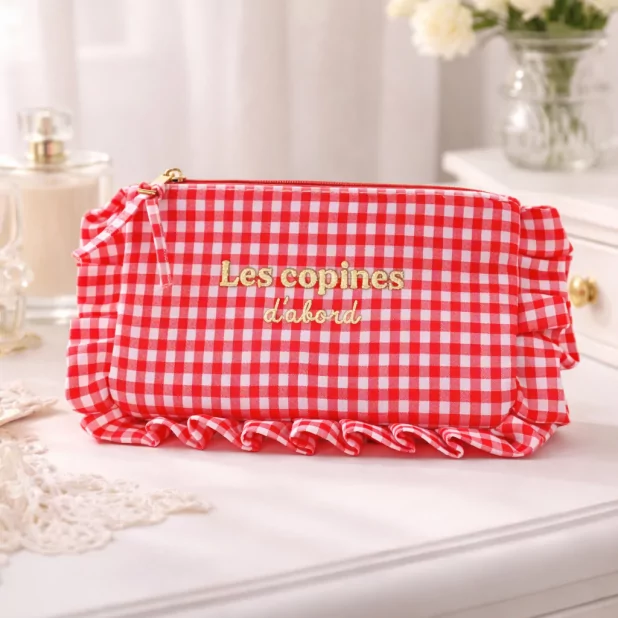 Pochette à message vichy avec volants – Accessoire mode