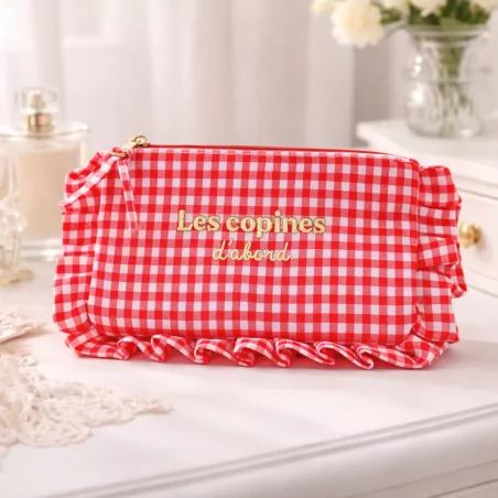 Pochette à message vichy avec volants – Accessoire mode