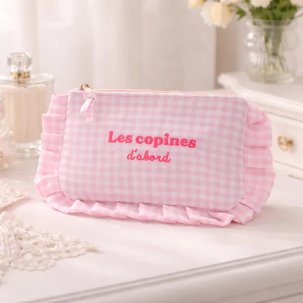 Pochette à message vichy avec volants – Accessoire mode