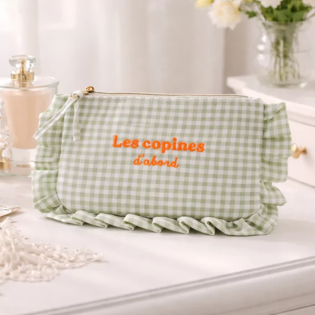Pochette à message vichy avec volants – les copines