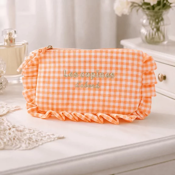 Pochette à message vichy avec volants – les copines