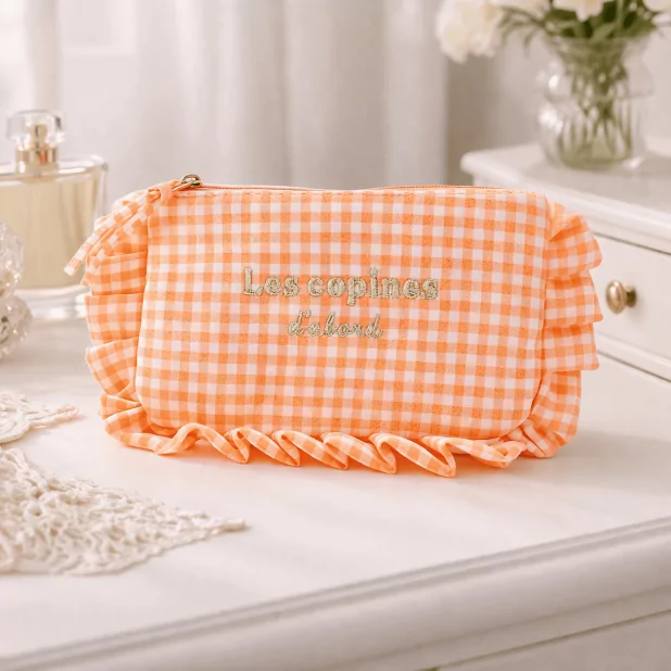 Pochette à message vichy avec volants – les copines