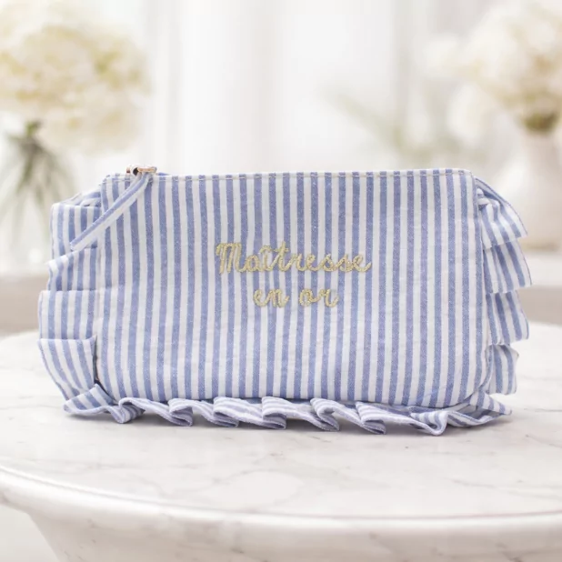 Pochette rayée à message “Maîtresse en or” avec volants Pochette rayée à message “Maîtresse en or” avec volants