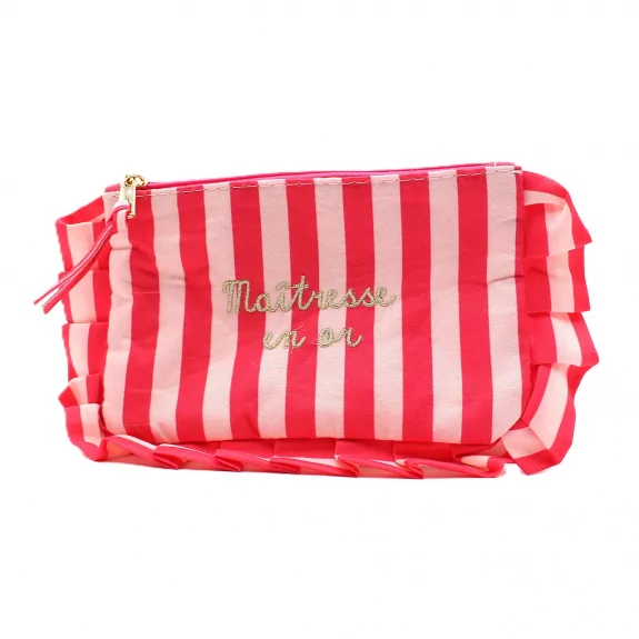Pochette rayée à message “Maîtresse en or” avec volants
