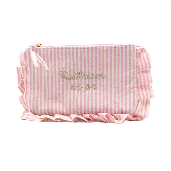 Pochette rayée à message “Maîtresse en or” avec volants