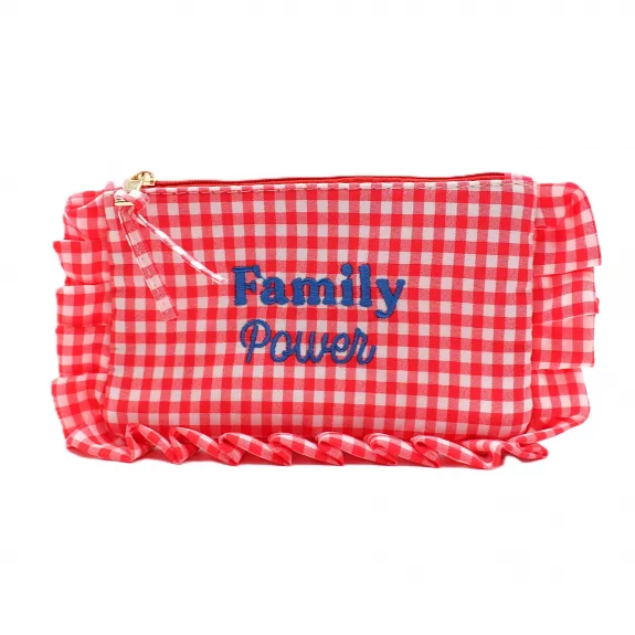 Pochette vichy à message “Family Power” avec volants