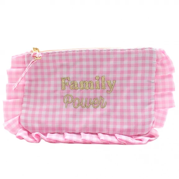 Pochette vichy à message “Family Power” avec volants