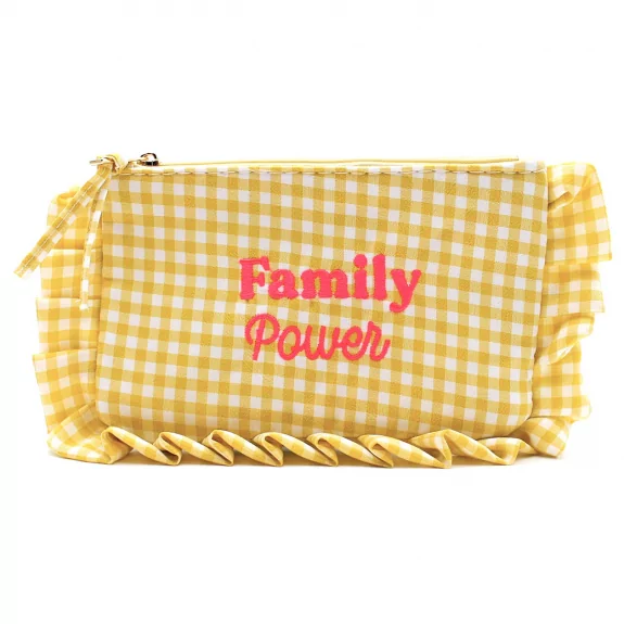Pochette vichy à message “Family Power” avec volants