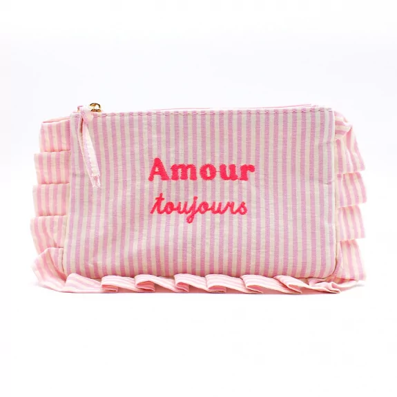 Pochette rayée à message “Amour toujours” avec volants