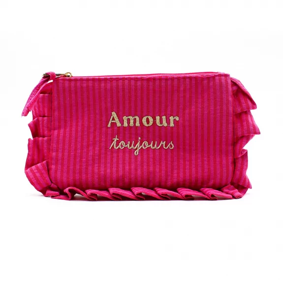 Pochette rayée à message “Amour toujours” avec volants